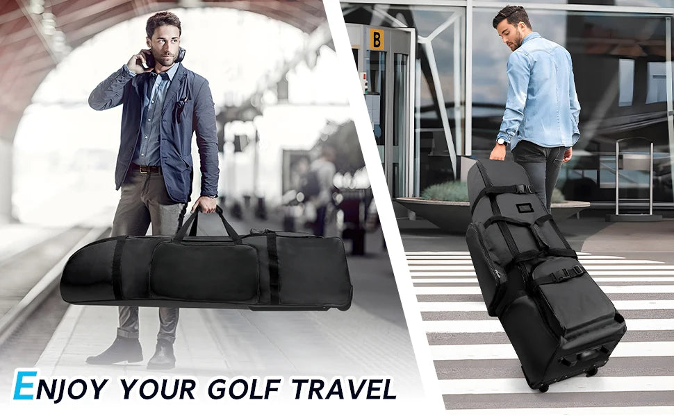 Golf Travel Bag Heavy Duty With Wheels 900D Polyester Foldable