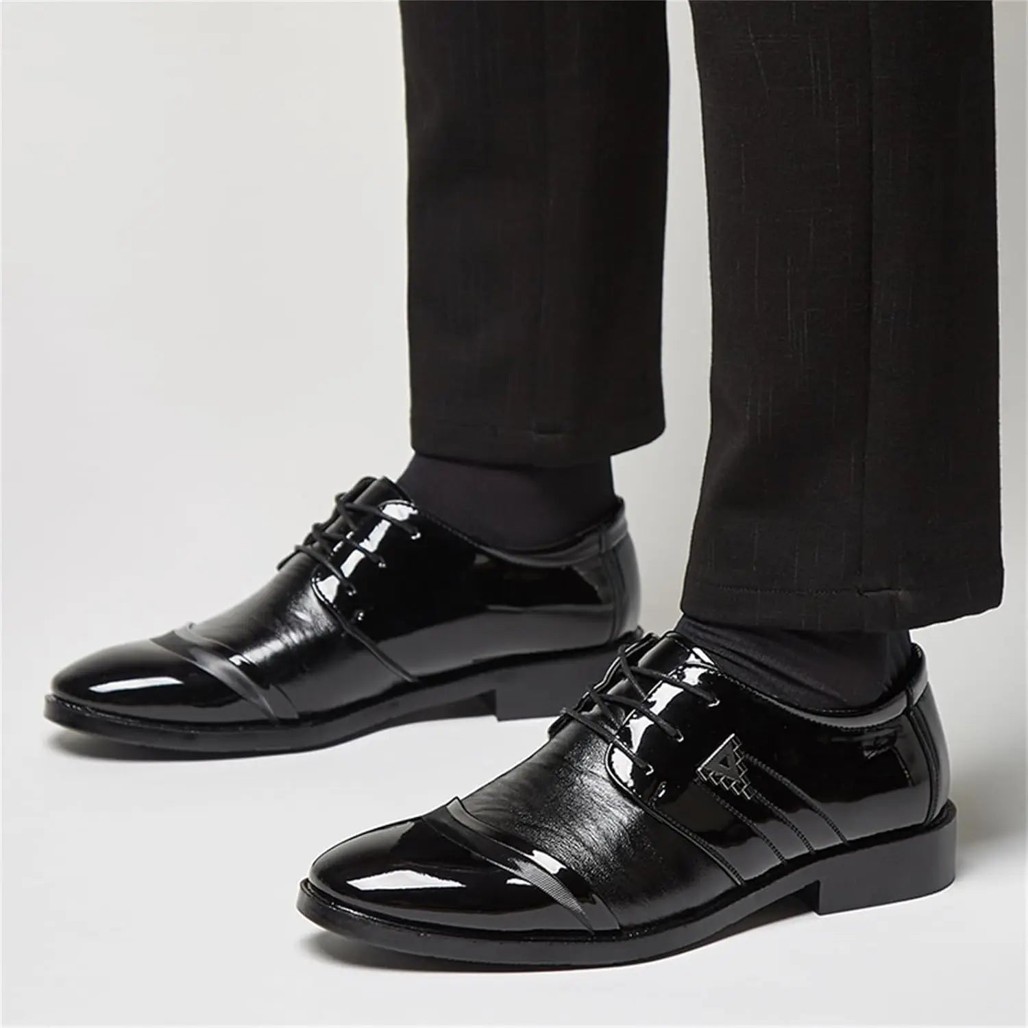 Mens Lace Up Dress Shoes Modern Formal Business Casual Office Suit Tuxedo Patent Leather Oxford Shoes - Buy online at  Vibe In Cart.