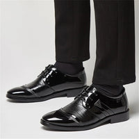 Mens Lace Up Dress Shoes Modern Formal Business Casual Office Suit Tuxedo Patent Leather Oxford Shoes - Buy online at  Vibe In Cart.