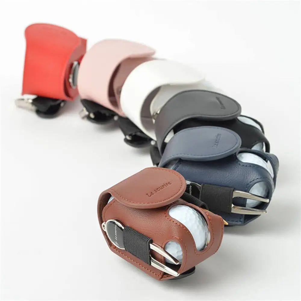 Mini Leather Golf Ball Storage Pouch with Waist Clip