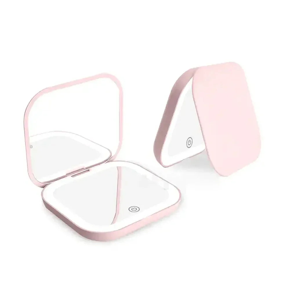 Compact Mini Gift Vanity Folding Cosmetic Mirror with Lights Portable Hand Held Small Pocket Travel Makeup Mirror 2X magnifying - Buy online at  Vibe In Cart.