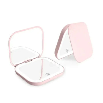 Compact Mini Gift Vanity Folding Cosmetic Mirror with Lights Portable Hand Held Small Pocket Travel Makeup Mirror 2X magnifying - Buy online at  Vibe In Cart.