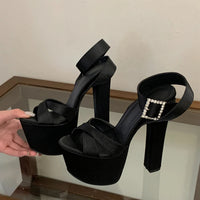 Liyke Summer Street Sexy 16CM Sandals Women Fashion Big Crystal Rhinestone Buckle Strap Chunky Platform High Heels Ladies Shoes - Buy online at  Vibe In Cart.