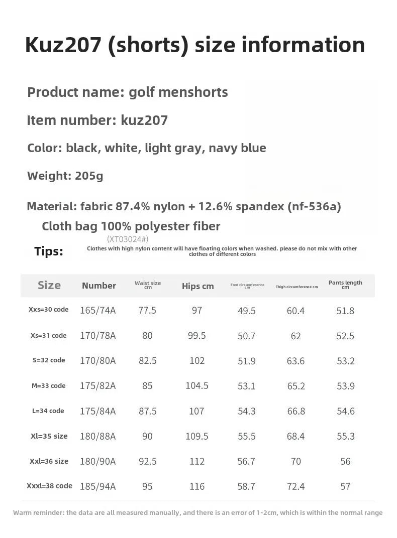 PGM Men Golf Shorts Spring/Summer Golf Wear for Man KUZ207