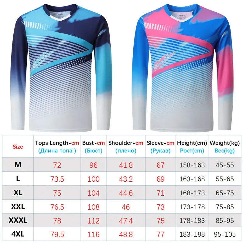 2023 New Style Print Badminton Shirts Men Sport Training Quick-dry Wicking Long Sleeve Casual Tennis Ping Pong Volleyball Tee - Buy online at  Vibe In Cart.
