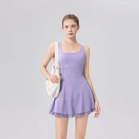 2026 New tennis dress ballet dress sexy back cross lace badminton anti-light lacework Separate shorts yoga golf sports dress
