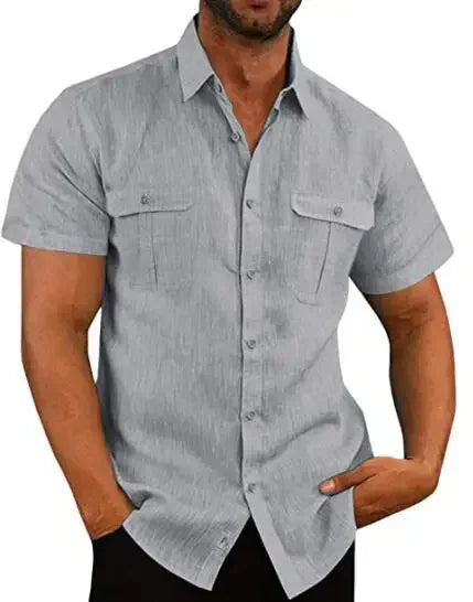 Cotton Linen Hot Sale Men Short-Sleeved Shirts Summer Solid Color Comfort Collar Casual Beach Style Plus SizeMale Shirts M-5XL - Buy online at  Vibe In Cart.