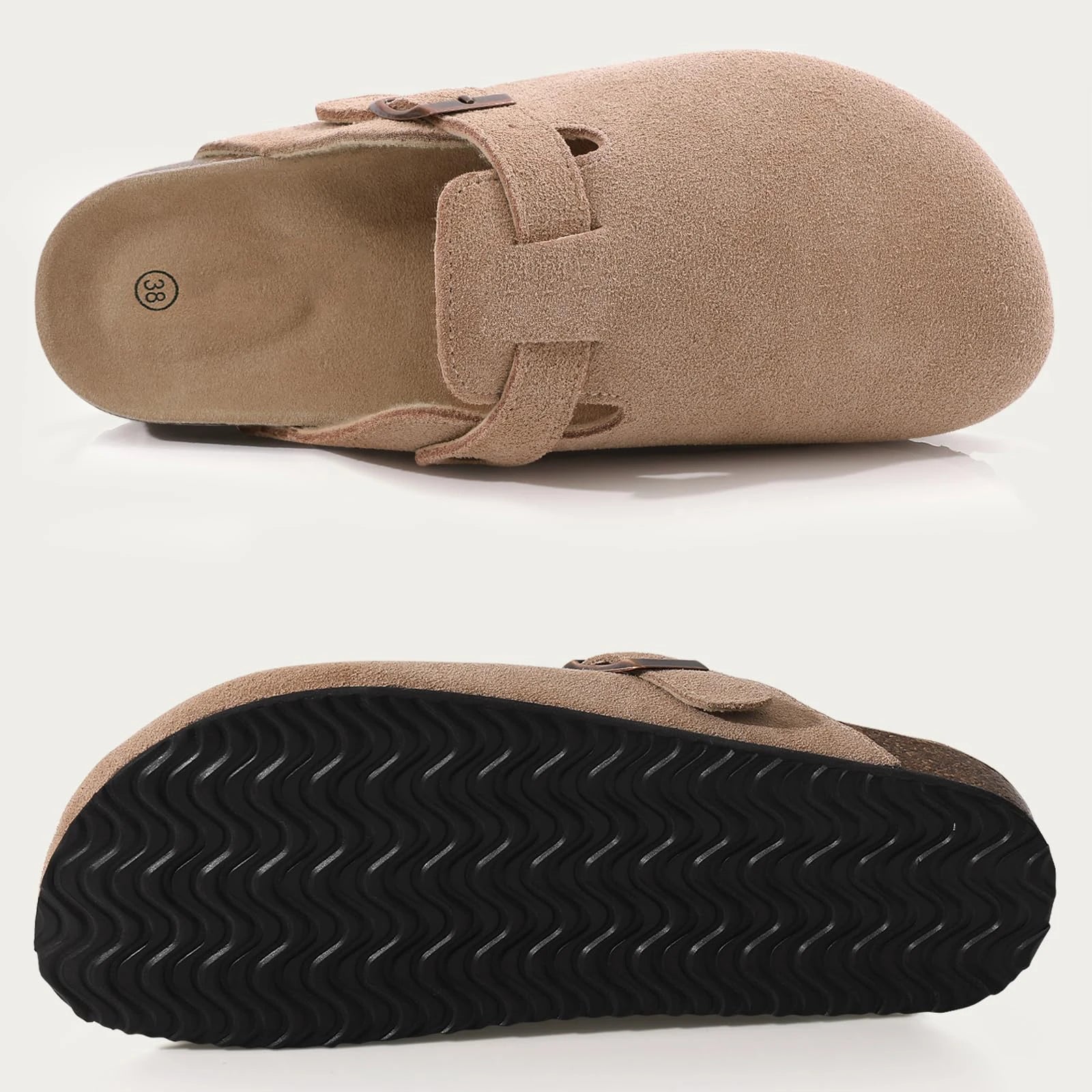 Evshine Men's Cow Suede Clogs with Arch Support Leather Mules Comfort Fashion Potato Shoe Women Cork Footbed Genuine Suede Clogs - Buy online at  Vibe In Cart.