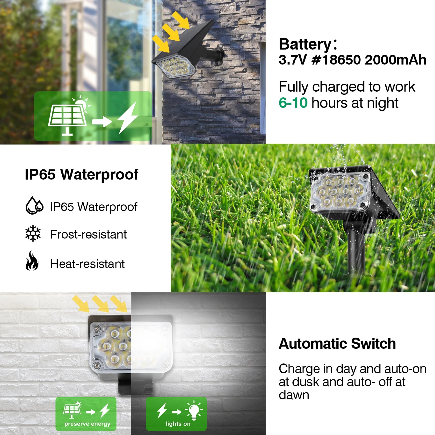 1/2/4PCS Solar Power Light Adjustable Light Temperature Solar Garden Light outdoor IP65 Solar Lamp Super Bright Solar Spotlight - Buy online at  Vibe In Cart.