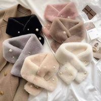 Women's Outdoor Winter Faux Fur Warm Solid Color Scarf