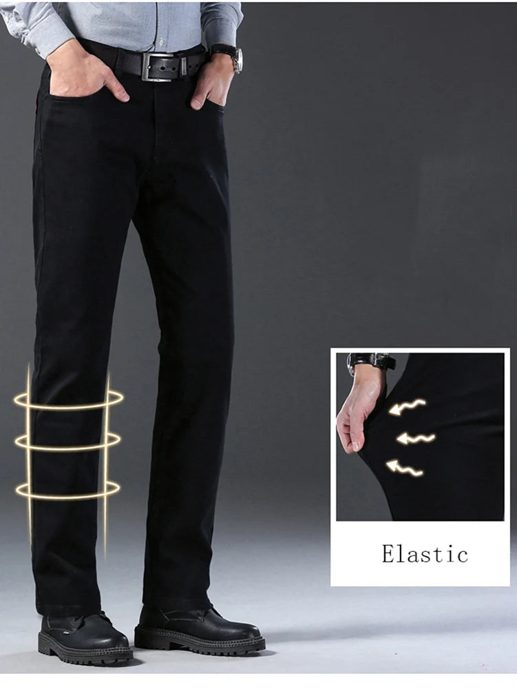 Men Classic Advanced Fashion Brand Pure Black Jeans Man Soft Breathe Stretch Slim Straight Denim Trousers Mens Pants Overalls - Buy online at  Vibe In Cart.