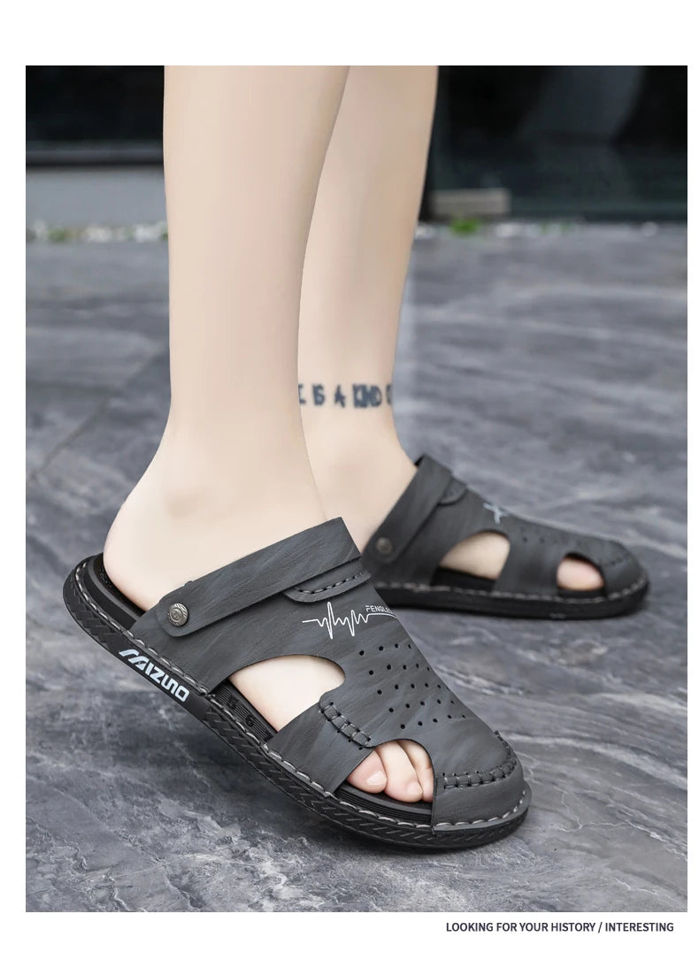 Men's Baotou Sandals Summer new Outdoor Cool Breathable Anti slip Waterproof Beach Shoes Soft Sole Fashion Dual purpose Slippers - Buy online at  Vibe In Cart.