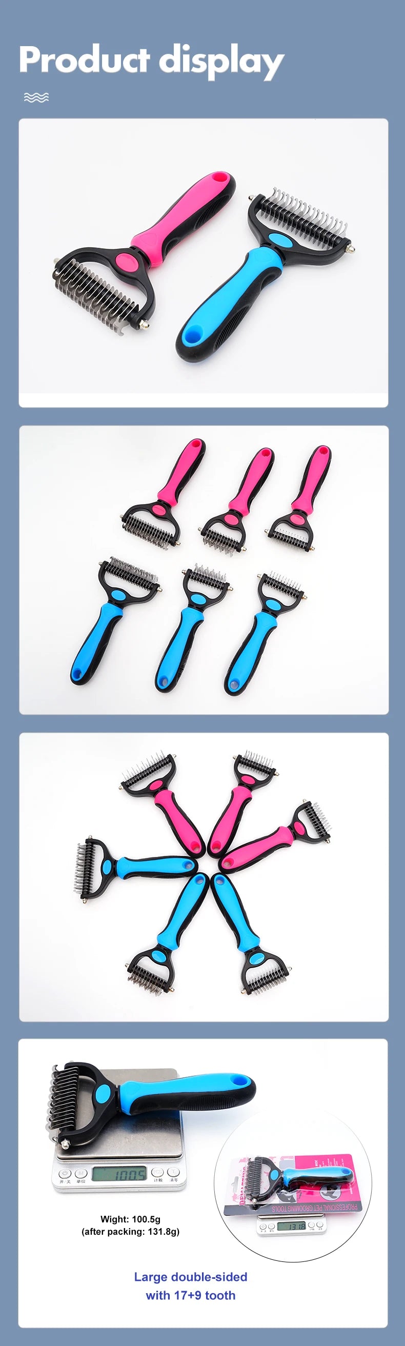 Pet Knot Remover Comb for Dogs & Cats - Dematting Tool with Stainless Steel Blades - Detangling Brush for Matted Hair - Professi - Buy online at  Vibe In Cart.