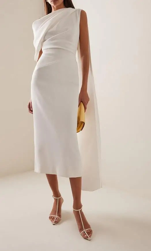 Women's Mid-Calf O-Neck Polyester Tatting Weave Dress with Three-Dimensional Decoration