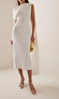 Women's Mid-Calf O-Neck Polyester Tatting Weave Dress with Three-Dimensional Decoration