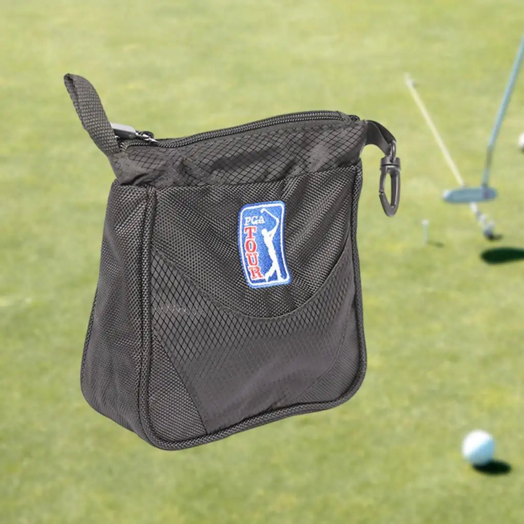 Portable Large Black Golf Ball and Tee Storage Bag