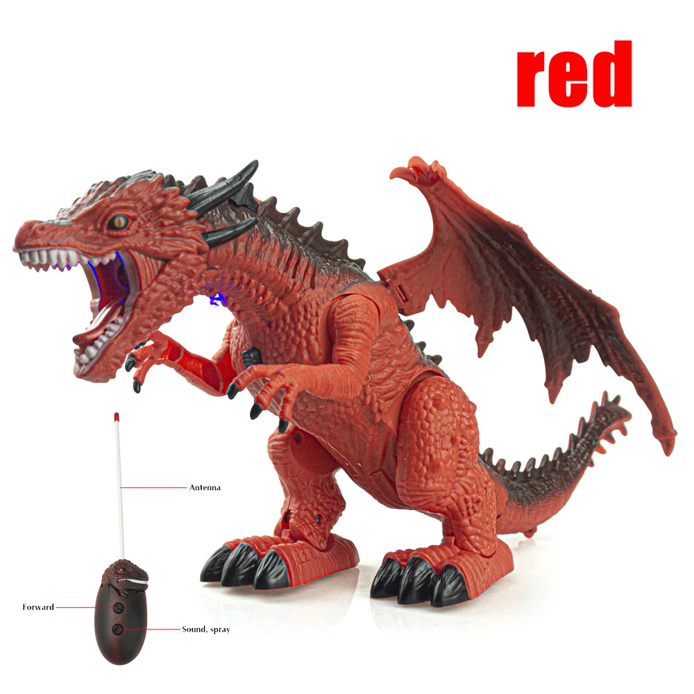 Remote Control Walking Spray Dinosaur Toy with LED and Music