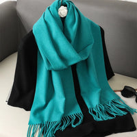 Women's Thick Warm Winter Polyester Scarf with Tassels