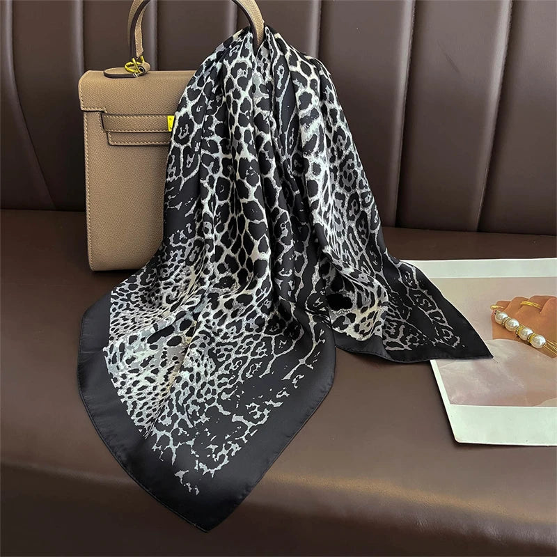 Square Satin Silk Scarf for Women, Casual All Seasons