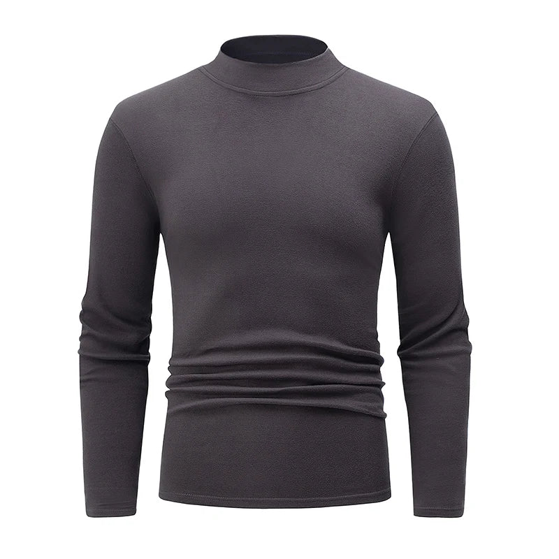 1/2piece Autumn And Winter Men's Semi High Neck Fashionable Base Long Sleeved Top Solid Color Casual Sports Fitness Warm T-shirt - Buy online at  Vibe In Cart.
