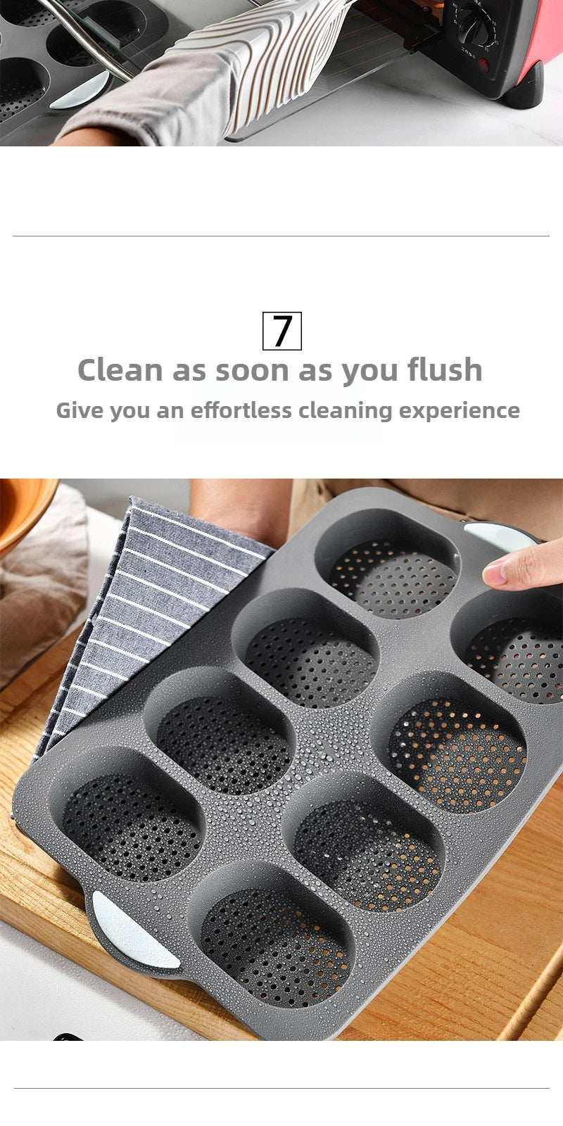 Silicone Baking Mold 3 & 8 grid Nonstick Loaf Pan Resistant Bakeware for Homemade Bread Sausage Roasting - Buy online at  Vibe In Cart.