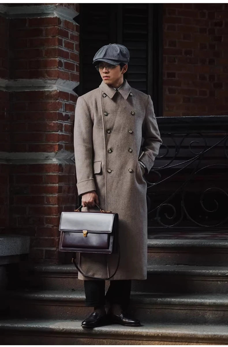 Mauroicardi Autumn Winter Long Warm Green Polo Coat Men Double Breasted Cool Luxury Elegant England Style Wool Blends Overcoat - Buy online at  Vibe In Cart.