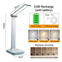 LED Desk Lamp 3 Levels Dimmable Touch USB Rechargeable Foldable