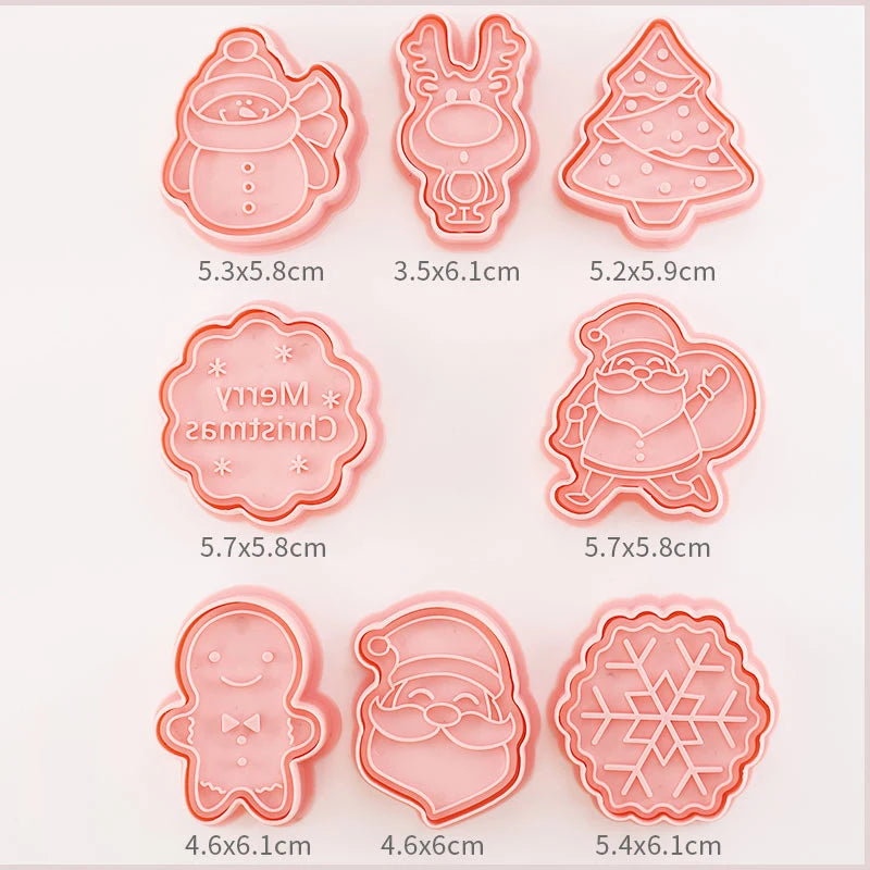8-Piece Plastic 3D Cookie Cutters Set with Cartoon Designs