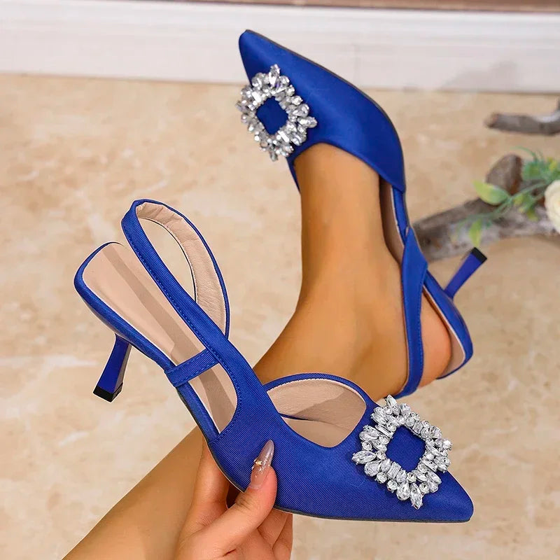 Women's Crystal Embellished High Heel Pointed Toe Pumps