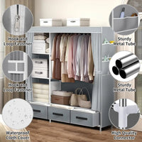 New Upgrade Portable Wardrobe Clothes Organizer for Home Bedroom Clothes Closet with 3 Drawers 4 Shelves Clothes Storage Gray - Buy online at  Vibe In Cart.