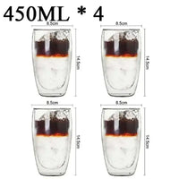 Double Wall High Borosilicate Glass Mug Heat Resistant Set of 2-6 Pieces