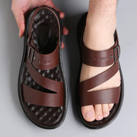 Summer Sandals for Men Outdoor Casual Sport Slippers PU Leather Non-slip Breathable Roman Shoes Beach Flip-Flop Garden Shoes - Buy online at  Vibe In Cart.