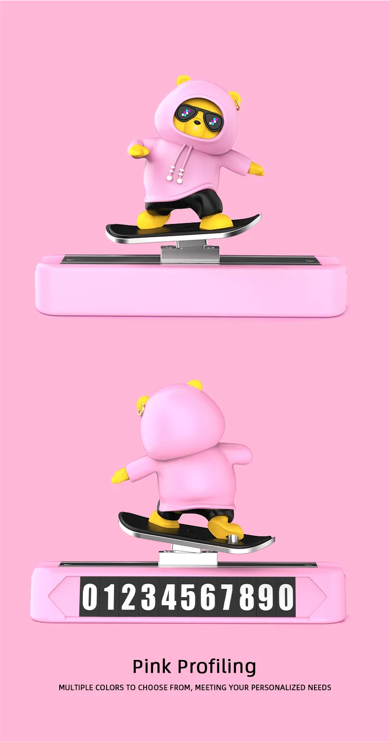 New Dashboard Car Decorations Skateboard Bear Magnetic Parking Number Plate Creative Car Cartoon Interior Interior Accessories - Buy online at  Vibe In Cart.