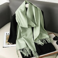 Women's Thick Warm Winter Polyester Scarf with Tassels