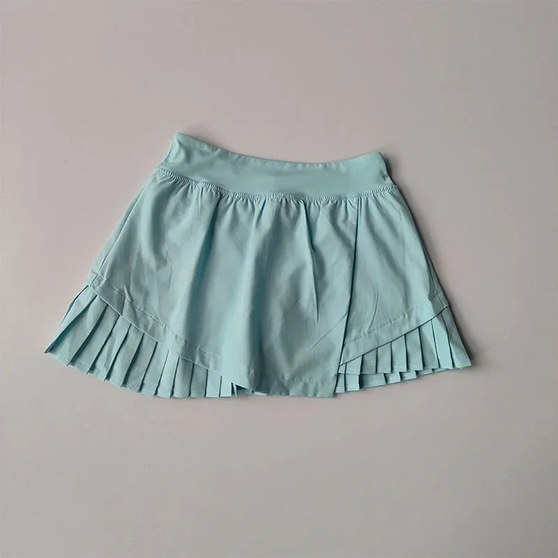 High Waisted Sports Short Skirt Summer New Style Cool Anti Glare Including Lined Shorts Fitness Yoga Quick Drying Pleated Skirt - Buy online at  Vibe In Cart.