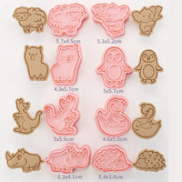 8-Piece Plastic 3D Cookie Cutters Set with Cartoon Designs
