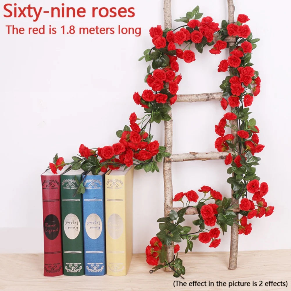 45/69pcs Artificial Rose Flowers Vine Garland for Wedding Decor