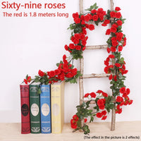 45/69pcs Artificial Rose Flowers Vine Garland for Wedding Decor
