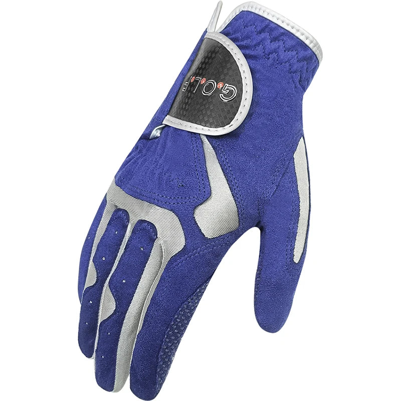 Men's Breathable Fabric Golf Gloves, Blue and White, 1 Piece