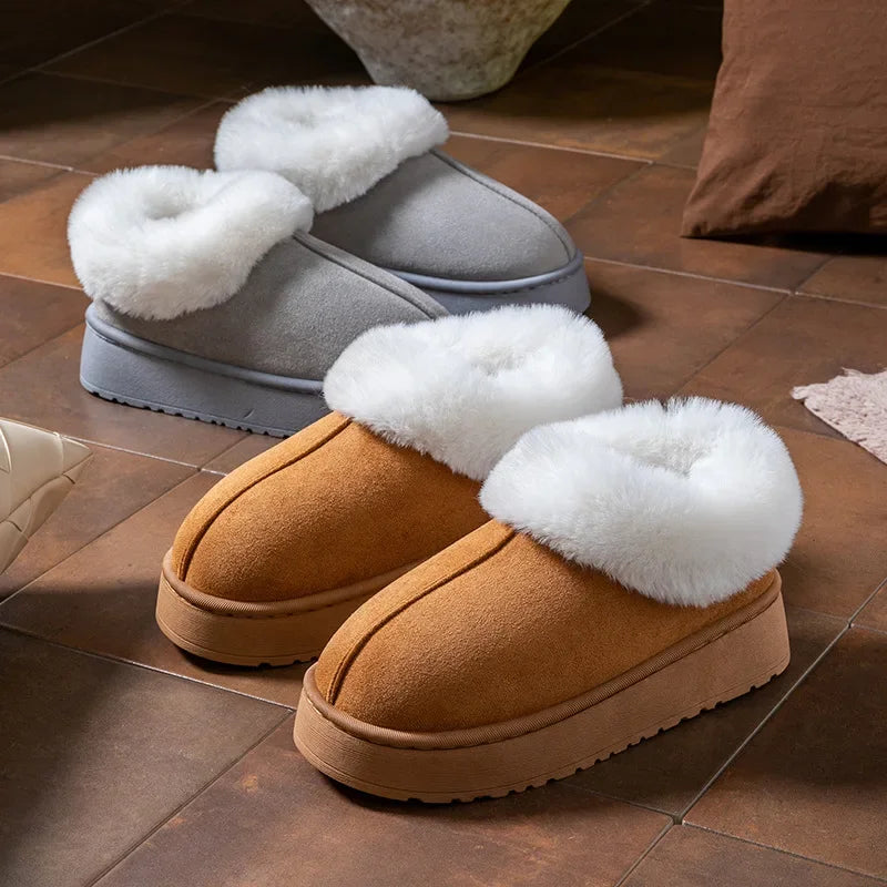 Anti-slip Shoe Thick Plush Snow Boots 2025 New Women Faux Suede Platform Fur Winter Boots Woman Slip On Warm Cotton Padded Shoes - Buy online at  Vibe In Cart.