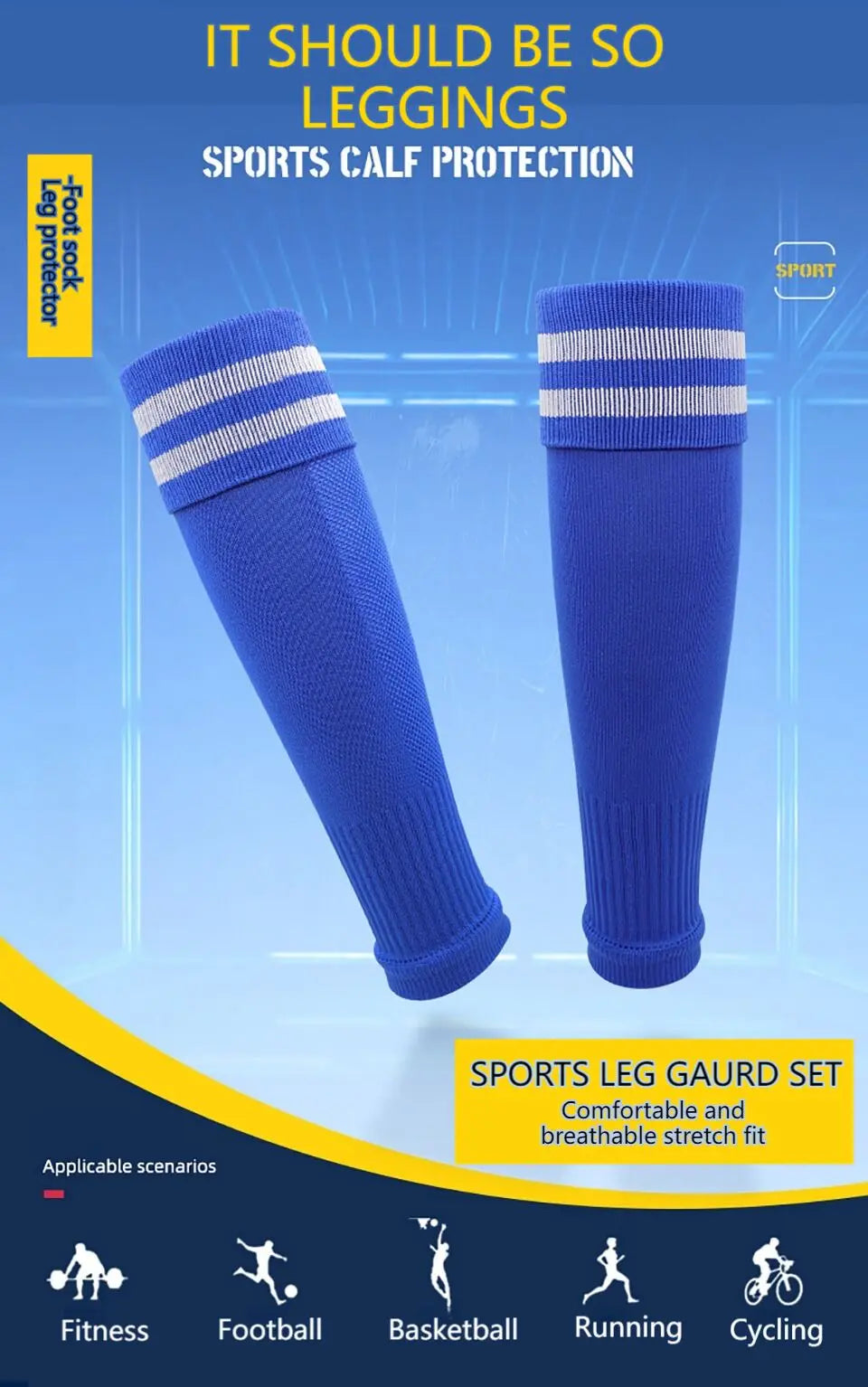 1Pair Knee Over Football Leg Guards Socks Breathable Comfort Calf Long Sock Adult Children Soccer Sports Shin Guards Leg Covers - Buy online at  Vibe In Cart.