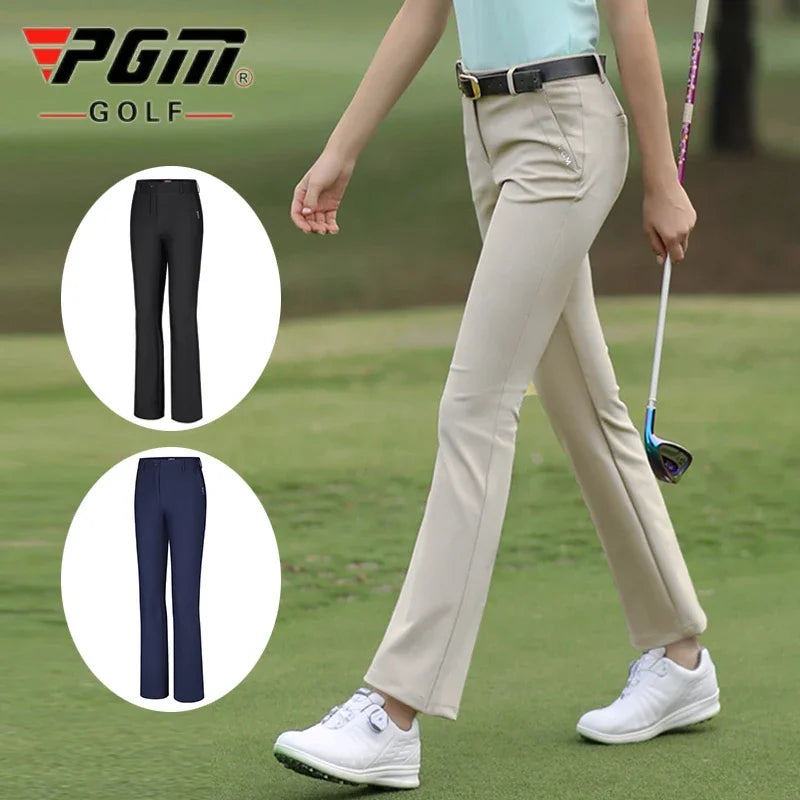 Women's High Waist Fleece Golf Pants Windproof Flared