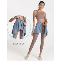 Women Solid Color Yoga Tennis Up Skirt Athletic Workout Running Tie Up Wrap Skirts Hip Covering Asymmetrical Scarf - Buy online at  Vibe In Cart.