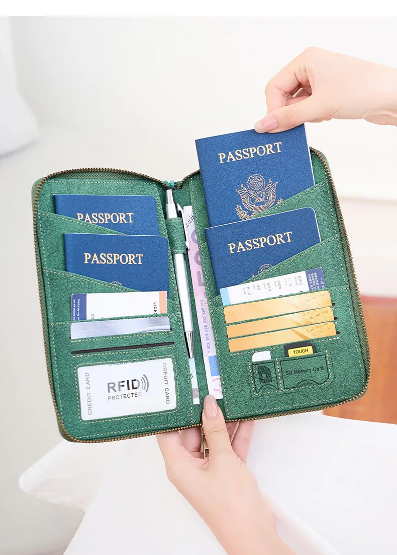 RFID Blocking Polyurethane Passport Holder with Zipper
