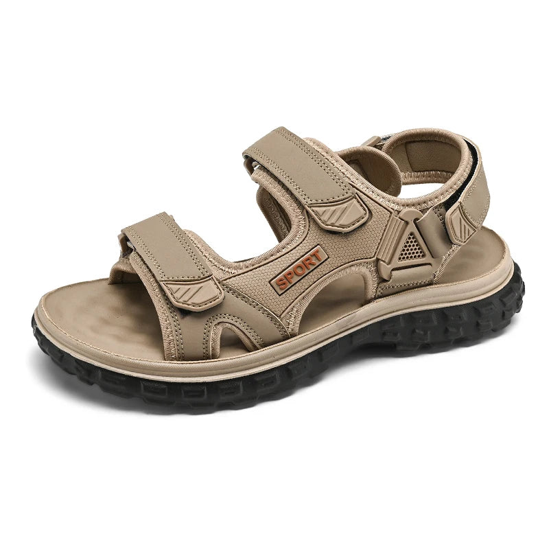 Men's Breathable Gladiator Sandals with Anti-Slip PVC Outsole and PU Upper