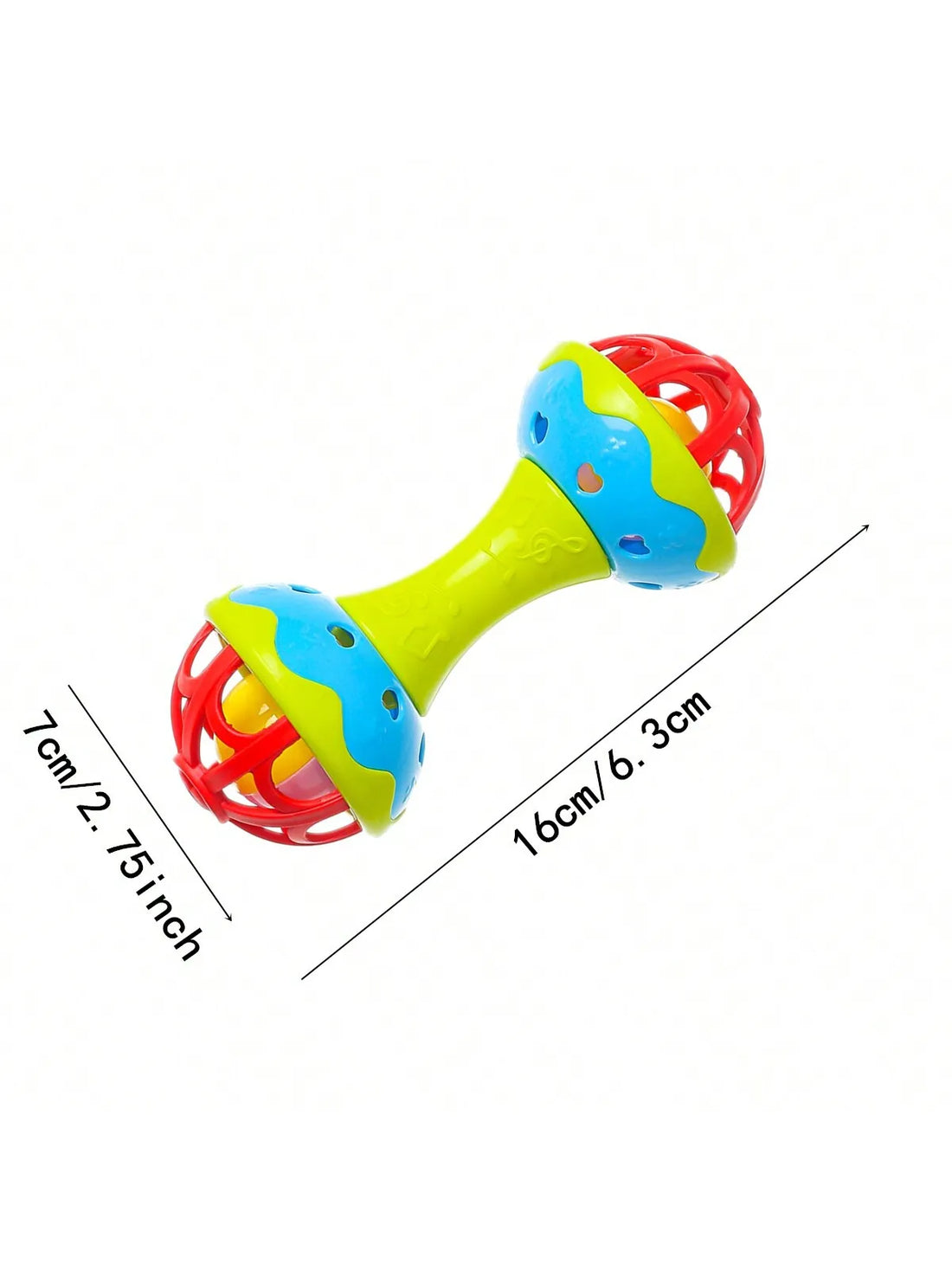 Double-Headed Plastic Baby Rattle Toy, Random Color, 19x8x7.5cm