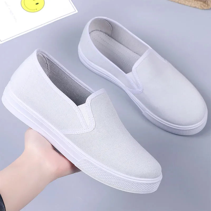 Women Fashion Plus Size Anti Skid Black Canvas Shoes Student School Spring & Summer White Slip on Shoes Zapatos De Mujer A141 - Buy online at  Vibe In Cart.
