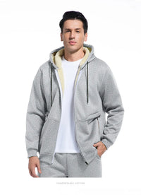 Men's Winter Fleece Jacket with Zipper and Pockets