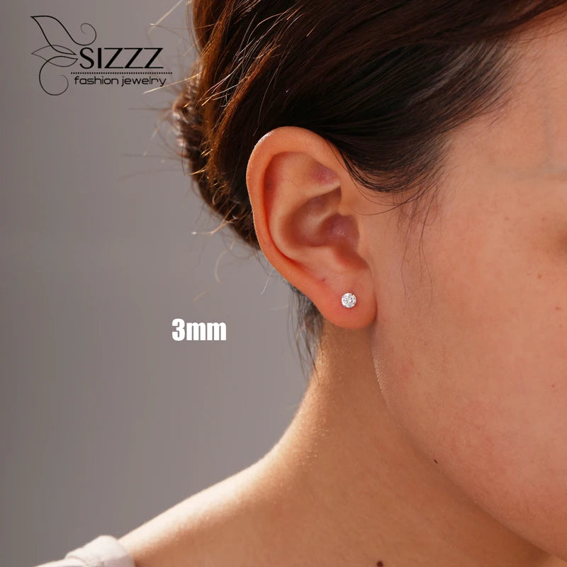 Crystal Zircon Real 925 Sterling Silver Earrings Channel  Cubic Zirconia Silver Stud Earrings for Women Sterling Silver Jewelry - Buy online at  Vibe In Cart.