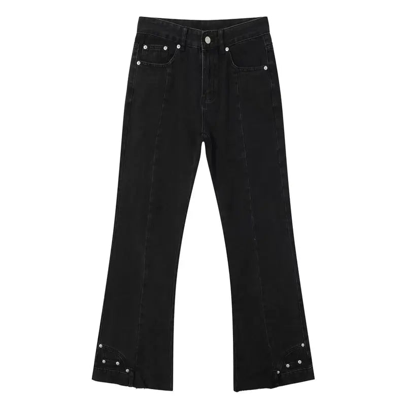 Brown Baggy Flare Jeans for Men Cotton Casual Pants